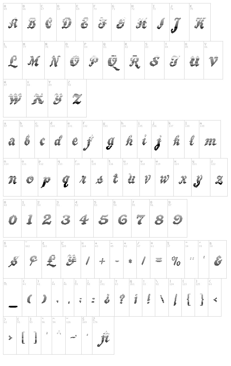 Beware The Neighboors Shadow font map